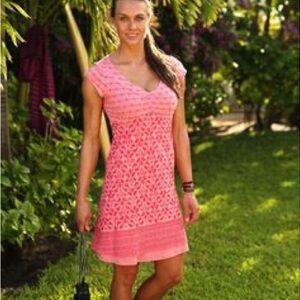 Athleta Women’s Size Medium Dhara Red Burnout Lined Dress